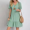 Verano Comercio Exterior Transfronterizo Ropa para Mujer Europea y Americana Amazon Falda Holgada Casual Manga Corta Ceñidor de Cintura Vestido Fluido 908 #
