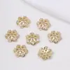 Bandeja de Flor de Zirconia Chapada en Oro de 14 Quilates Incrustada con Bandeja de Flor de Zirconia Copo de Nieve Accesorios de Joyería Separador Cuentas Sueltas Accesorios Hechos a Mano para Bricolaje
