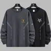 Camiseta de manga larga para hombre para otoño e invierno, marca de moda, corte holgado, engrosada, camiseta básica casual, sudadera estampada de cuello redondo para estudiantes jóvenes