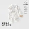 Mameluco para Bebé Traje de Gateo para Bebé Primavera y Otoño Algodón Puro Clase A Estilo Princesa Cuello de Encaje Mangas Largas Estampadas Mono para Niñas