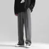 Pantalones Estilo Hong Kong para Hombre Estudiante Cortos Rectos Estilo Coreano Holgados de Pierna Ancha Pantalones de Traje Casual para Jóvenes Hombre
