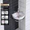 Lavabo de pared para apartamento pequeño, mueble de baño de acero inoxidable, lavabo triangular de cerámica para balcón, lavabo de pared simple
