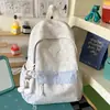 Mochila Ligera con Rayas Gris Azuladas Estilo Japonés, Adecuada para Estudiantes de Secundaria, para Clase, Viajes Diarios y Uso al Aire Libre