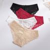 Ropa interior de encaje sexy para mujer, caliente, de talle medio, calada, transpirable, delgada, talla grande para chica gordita, calzones de algodón para mujer