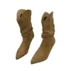 Botines de tacón alto para mujer de Hong Kong, botines de moda con punta fina, nuevo estilo de verano 2025 Botas Martin