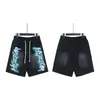 Comercio Exterior Transfronterizo Al por Mayor Hellstar Hell Star Conjunto de Shorts de Manga Corta Lavados y Desgastados para Hombres y Mujeres Marca de Moda Ius