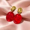 Brincos Ancora com Esmalte Vermelho Drip, Design Vintage de Luxo Leve, Brincos de Cristal Vermelho de Alta Qualidade, Novos Brincos 2025