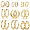 Conjunto de Brincos Femininos Geométricos Circulares Elegantes Versáteis Moda Europeia e Americana Venda Quente Transfronteiriça Banho de Ouro Real Latão