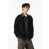 Chaqueta cárdigan de cuadros patchwork para hombre, cuello camisero casual, otoño, imitación de dos piezas, estilo relajado, corte holgado