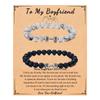 Pulsera de Pareja Transfronteriza Caliente Blanco y Negro Traje Pulsera con Colgante de Mancuerna Blanco Turquesa Negro Mate Pulsera con Cuentas de Turquesa Mancuerna