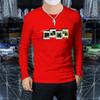 Camiseta de manga larga con cuello redondo para hombre, nueva camiseta de otoño con estampado inglés a la moda, informal, atractiva, transpirable, combinable con todo.