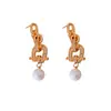 Pendientes de Borla de Perla con Herradura de Circonita Plateada Clavos de Oreja Exagerados Retro de Gama Alta Accesorios para Orejas de Nicho Lujo Ligero Venta al por Mayor Mujeres