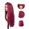 Peluca Roja Rosa de Doble Cola de Caballo, Cabello Largo Liso para Chicas Atrevidas, Tocado de Cosplay para Convenciones de Anime [Procesamiento Personalizado]
