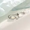 Anillo de Cristal de Colores Ajustable con Cordón Amanecer de Primavera para Mujer, Estilo Ins Minimalista Creativo Cadena Ovalada Anillo de Piedra Lunar