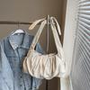 Bolsa de Lona de Grande Capacidade para Mulheres Verão 2025 Novo Design de Nicho Bolsa de Ombro Único Transversal Bolsa Tote Plissada de Classe