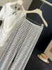 Pantalones casuales acampanados de rayas de color contrastante para mujer, nuevo estilo de verano, de cintura alta, fluidos, casuales, suaves y versátiles, largos