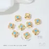 Contas Espaçadoras de Trevo de Quatro Folhas Rombus de Zircônia Colorida Banhadas a Ouro 14K que Preservam a Cor com Furo para Montagem de Pulseira Colar DIY