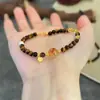 Pulseira de Cristal Amarelo Torre Natural e Pedra Olho de Tigre para Meninas, Pulseira Fina, Joias Estilo Maillard, Luxo Leve e Presente de Alto Padrão
