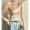 Camisola de Tricô com Fio e Decote V de Verão Feminina Versátil Casual Base Preta Sem Mangas Sexy Estilo Sexy Top