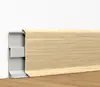 Rodapé Simples de Liga de Alumínio com Textura de Madeira 6cm Metal Estilo Madeira Original Noz Espessado Liga de Alumínio Fácil Instalação