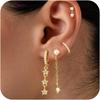 Amazon Pendiente Pequeño de Perla Europea y Americana con Cadena y Aro Set de Pendientes Elegante y de Moda para Niñas Regalo de Fiesta Festivo