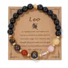 Pulsera Transfronteriza Caliente de Doce Constelaciones Unisex Ágata Piedra Natural con Tarjeta
