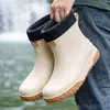 Botas de Lluvia Impermeables para Exteriores de Caña Corta para Hombre, Antideslizantes, de Moda, con Cordón, Botas de Lluvia para Estudiantes, Suaves, Resistentes al Desgaste, Waders para Acampar y Pescar