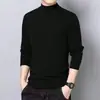 Camiseta térmica de forro polar para hombre, cuello medio alto, manga larga, para otoño e invierno, corte ajustado, color liso, capa interior, ropa de moda, ropa interior cálida, camiseta base para hombre