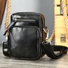 Bolso bandolera retro para hombre de cuero Crazy Horse, personalizado, sencillo, de piel de vaca de capa superior, para iPad, teléfono móvil, riñonera