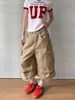 Calça de Trabalho Pleated Cropped Estilo Retrô Americano para Homens e Mulheres, Verão Novo Estilo Streetwear Solta Reta Wide-Leg Versátil Tendência