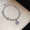 Pulsera Barroca Exquisita de Flor de Zircón y Perla Redonda, Pulsera de Lujo Ligero y Gama Alta, Joyería de Mano Dulce Retro Francesa