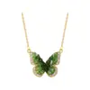 Collar con Colgante de Mariposa Degradado Verde para Mujer, Cadena para Clavícula de Lujo de Gama Alta, Accesorio para el Cuello, Nuevo Modelo 2026