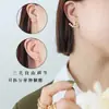 Pendientes de circonita de tres agujeros estilo ins francés transfronterizos, titanio ajustable, pendientes de oro de 18k, joyería al por mayor para mujer