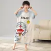 Pijama de Algodón Puro para Niños 2026 Verano Manga Corta Mameluco Anti-Patadas Cubre-Barriga Ropa para el Hogar Ropa para Aire Acondicionado Ropa de Dormir de una Pieza
