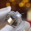 Anel Quadrado de Comércio Exterior Anel Princesa de Diamante Europeu e Americano Noivado Cheio de Diamante Quadrado Empurrado Anel Quadrado de Diamante Flash