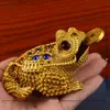 Sapo Dorado Hueco de Color Vintage Amarillo con Diamantes, Decoración para Mesa de Café de Sala de Estar, Adorno de Sapo Dorado para Escritorio de Oficina