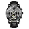 Reloj Automático Mecánico para Hombre con Correa de Cuero, Reloj Multifuncional con Fondo Calado, Reloj Mecánico para Hombre, Soporta Dropshipping