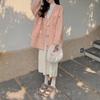 Cárdigan de punto de color sólido con hebilla de cuerno de estilo casual nuevo de otoño e invierno, elegante abrigo de suéter holgado estilo coreano estilo perezoso para mujer