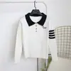 Suéter de gola polo com cor combinando e trançado, suéter de gola alta feminino, novo para o outono, bordado de cachorrinho, camisa básica tb, suéter slim fino