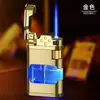 Isqueiro Oubao 905 com Chama Azul a Gás, Janela de Gás Transparente Visível, Resistente a Altas Temperaturas, Recarregável