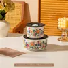 Tazón de Cerámica de Grado Alimenticio con Tapa, Juego de Tres Piezas, Lonchera para Microondas, Caja para Frutas, Tazón para Fideos Instantáneos, Caja de Regalo, Regalo Souvenir