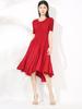Miyake Verão Novo Vestido Plissado Feminino Feito à Mão Plissado Elegante Elegante Gola Redonda Pulôver Versátil Cintura Midi Vestido