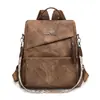 Mochila feminina, novo estilo de moda 2026, design anti-roubo, material PU leve, adequada para viagens e passeios