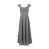 Ls Shuzhi Vestido Largo de Verano Estilo Retro Francés Cuello Cuadrado que Expone la Clavícula Cintura Alta Ajustado para Mujer 61016