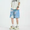 DK003 Calças de Cinco Pontos de Verão Shorts com Cordão Degradê Colorido Estampado Multicanal Soltos Casuais Moda Calças de Praia