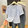 Nova Camisa Bordada de Manga Curta Estilo Chinês, Nova Blusa Elegante e Bonita para o Verão de 2026, Top Feminino da Moda Este Ano