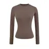 Camiseta alternativa a Skims Kardashian de corte ajustado, cuello redondo, manga larga para mujer, elástica, ceñida, adelgazante, ropa interior, top acanalado de chica hot