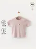 Camisetas de Verano Finas de Manga Corta para Bebés Niños y Niñas, Ropa Infantil de Verano para Niñas de Color Sólido de Media Manga, Clase A, Algodón Puro