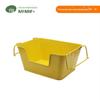 Cesta de armazenamento doméstica criativa grande aberta amarela cesta de armazenamento metal galvanizado alça dupla escritório cesta de armazenamento portátil