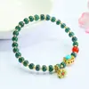 Pulsera de Jade Natural Grado A de Guan Yu con Cuentas Azules de Abaco y Vainas de Loto Joyería Venta al por Mayor en Vivo S5052703